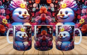 Christmas Snowman Printed Mug - Design Number 4