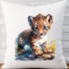 Watercolour Baby Leopard and Rocks Cushion Cover