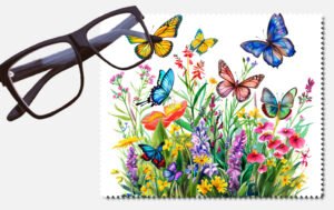 Butterflies and flowers lens cleaning cloth