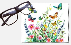Butterflies and pretty flowers lens cleaning cloth
