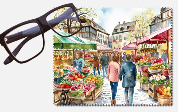 People at the markets lens cleaning cloth