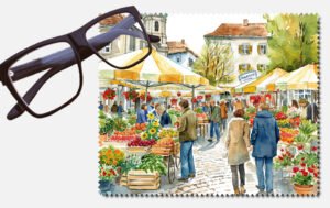 Lots of people at the markets lens cleaning cloth