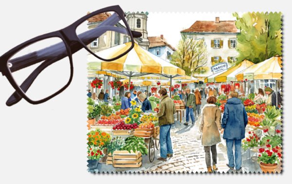 Lots of people at the markets lens cleaning cloth