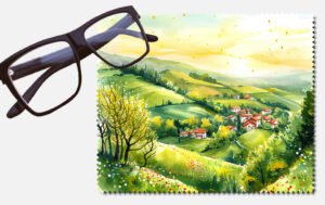 Green hills, tress and houses design 8 lens cleaning cloth