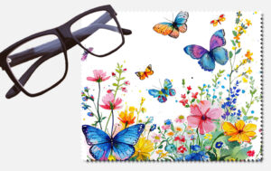 Flowers and butterflies design 3 lens cleaning cloth