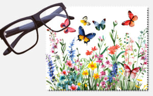 Flowers and butterflies design 4 lens cleaning cloth