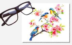 Birds on a branch with flowers design 1 lens cleaning cloth