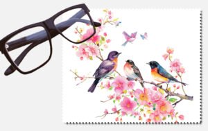 Birds on a branch with flowers design 2 lens cleaning cloth