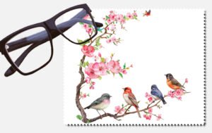 Birds on a branch with flowers design 4 lens cleaning cloth