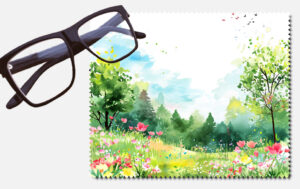 Landscape with trees and flowers lens cleaning cloth