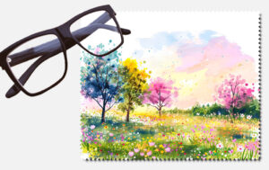 Landscape with trees and flowers design 2 lens cleaning cloth