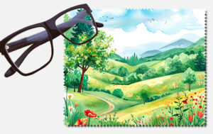 Landscape with trees and flowers design 4 lens cleaning cloth