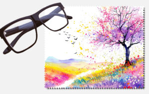 Landscape with trees and flowers design 5 lens cleaning cloth