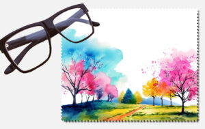 Landscape with colourful trees lens cleaning cloth