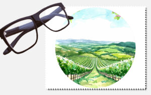 A vineyard amongst the hills lens cleaning cloth