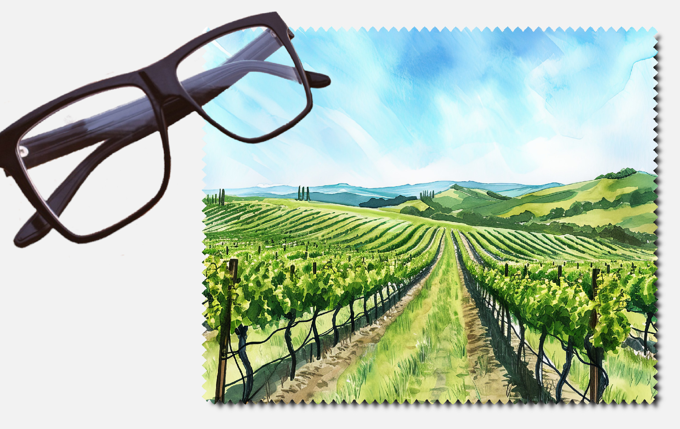 A vineyard amongst the hills design 4 lens cleaning cloth