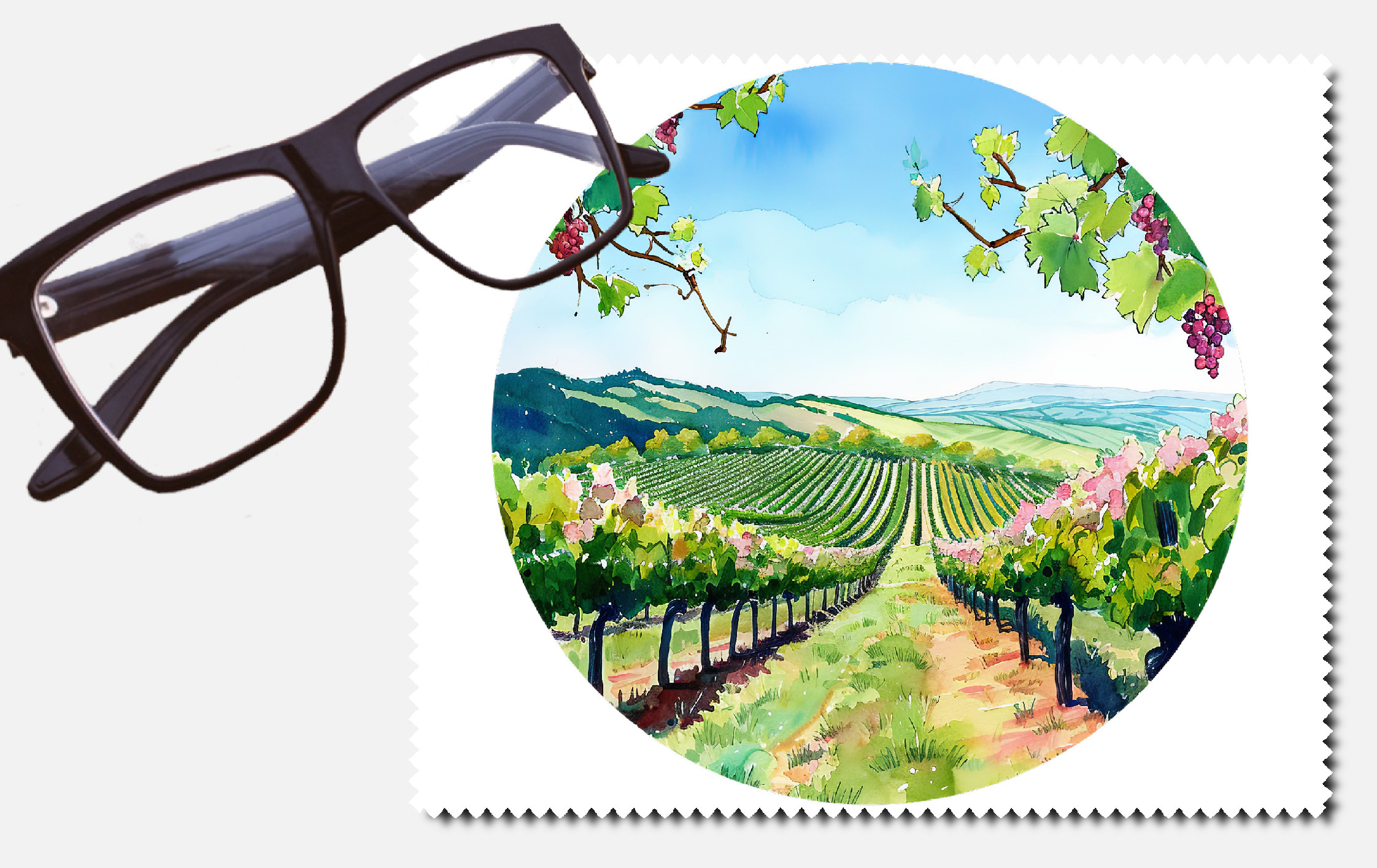 A vineyard amongst the hills design 5 lens cleaning cloth