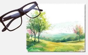 Landscape with hills and trees lens cleaning cloth