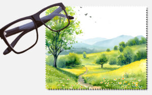 Landscape with hills and trees design 2 lens cleaning cloth