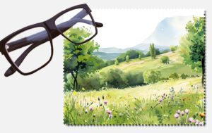 Landscape with hills and trees design 4 lens cleaning cloth