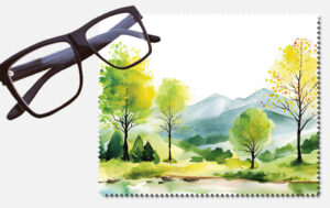 Landscape with hills and trees design 6 lens cleaning cloth