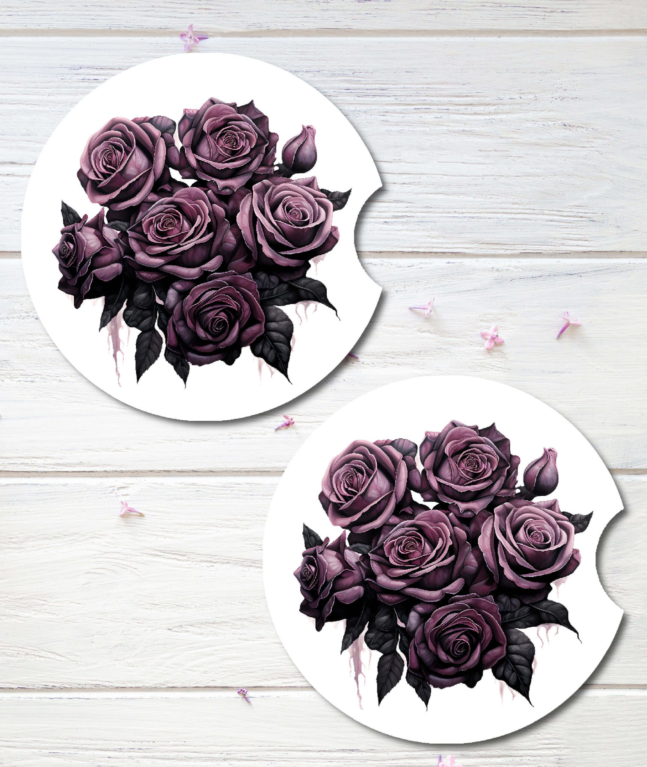 A Bouquet of Dark Roses Design 9 Printed Coasters - Image 3
