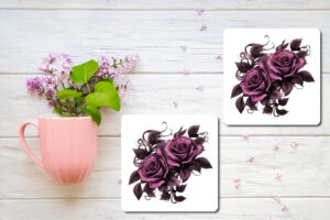 A Bouquet of Dark Roses Printed Coasters