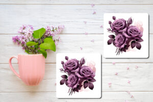 A Bouquet of Dark Roses Design 2 Printed Coasters