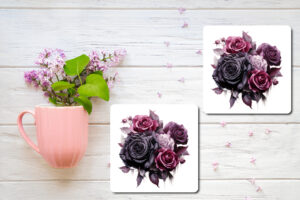 A Bouquet of Dark Roses Design 3 Printed Coasters