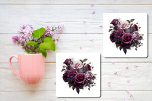 A Bouquet of Dark Roses Design 4 Printed Coasters