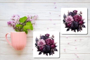 A Bouquet of Dark Roses Design 5 Printed Coasters