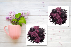 A Bouquet of Dark Roses Design 6 Printed Coasters