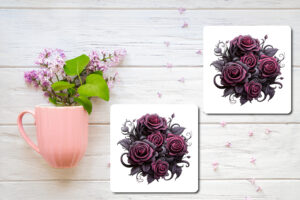 A Bouquet of Dark Roses Design 8 Printed Coasters