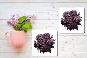 A Bouquet of Dark Roses Design 9 Printed Coasters