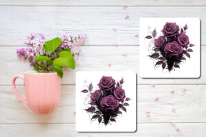 A Bouquet of Dark Roses Design 11 Printed Coasters