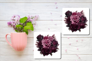 A Bouquet of Dark Roses Design 13 Printed Coasters